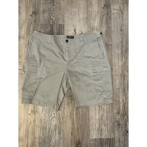 Kenneth Cole Cargo Shorts Beige Cotton Flat Front Button Pockets Men